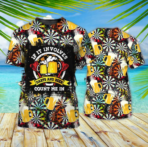 Maxcorners Dart 3D All Over Printed Beer And Darts Vintage Shirt