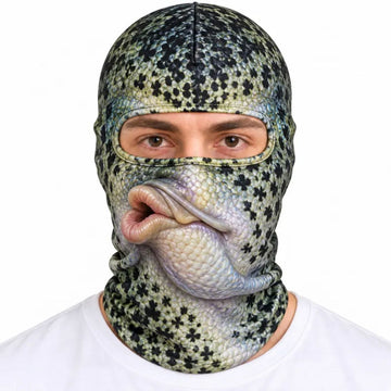 Maxcorners Pouting Fish Kiss Lips Cross Pattern Spotted Scales Windproof Personalized 3D Balaclava Face Mask
