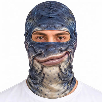 Maxcorners Smirking Catfish Barbels Whiskers Blue Spotted Skin Winter Ski Personalized 3D Balaclava Face Mask