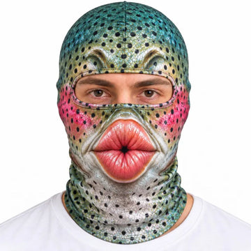 Maxcorners Rainbow Trout Fish Big Kissing Lips Spotted Skin Winter Personalized 3D Balaclava Face Mask