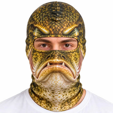 Maxcorners Angry Snake Fish Frowning Viper Teeth Scales Camo Personalized 3D Balaclava Face Mask