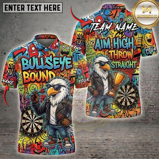 Maxcorners Darts Bullseye Bound Eagle Motivation Multiple Options Personalized Name, Team Name 3D Shirt