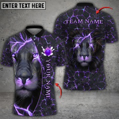 Maxcorners Lion Magma Pattern Bowling Jersey Multicolor Option Customized Name, Team Name 3D Polo Shirt