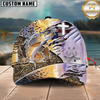 Maxcorners Fishing American Flag & Cross Design With Camo Detail Multicolor Personalized Name 3D Cap (8 Breeds)