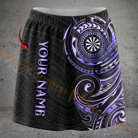 Maxcorners Darts Black Gold Tribal Maori Dartboard Personalized 3D Skirts With Shorts