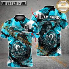 Maxcorners Billiard 8 Ball Skull Reaper Multicolor Options Personalized Name, Team Name 3D Polo Shirt