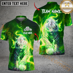 Maxcorners Lightning Tiger Golf Polo Shirt, Customized Name & Team Name 3D Shirts (4 Colors)