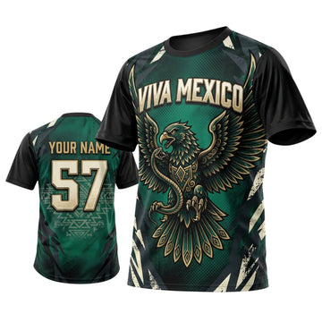 Maxcorners Cornhole Viva Mexico Eagle Personalized Name 3D Unisex Shirt