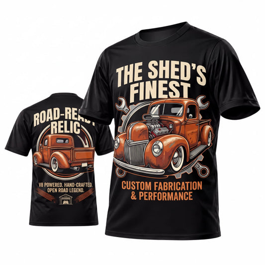 Maxcorners Personalized Car Classic Muscle Car 3D T-Shirt – Black The Shed's Finest Vintage Orange Hot Rod