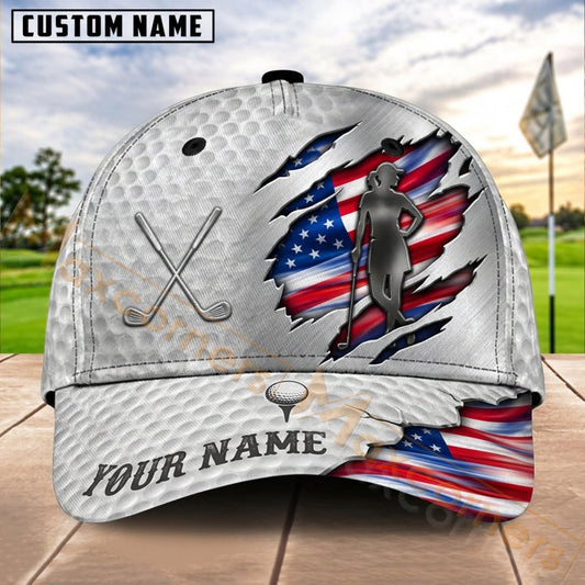 Maxcorners Golf USA Claw Scratch Flag Personalized Name 3D Cap