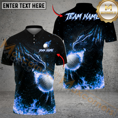 Maxcorners Fire Dragon Fairway Golf Polo Customized Name, Team Name 3D Shirts (4 Colors)