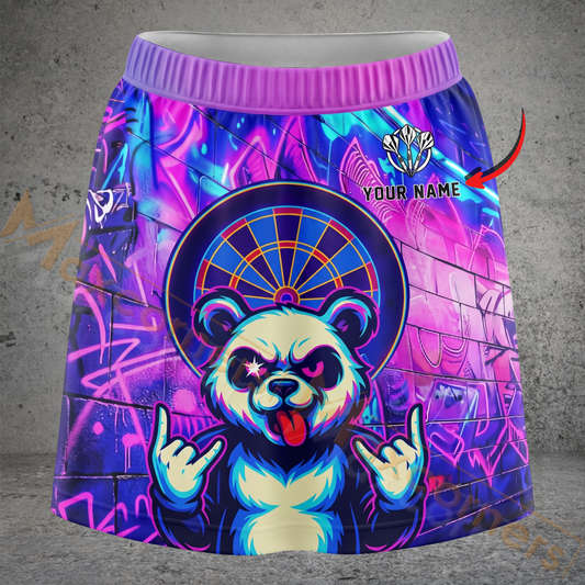 Maxcorners Darts Neon Panda Graffiti Personalized 3D Skirts With Shorts