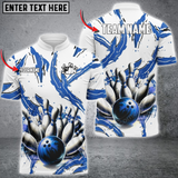 Maxcorners Bowling & Pins Sport Jersey Multicolor Option Customized Name, Team Name 3D Polo Shirt (4 Colors)