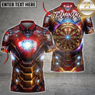 Maxcorners Red Power Armor Dartboard Multi Options Personalized Name, Team Name 3D Shirts
