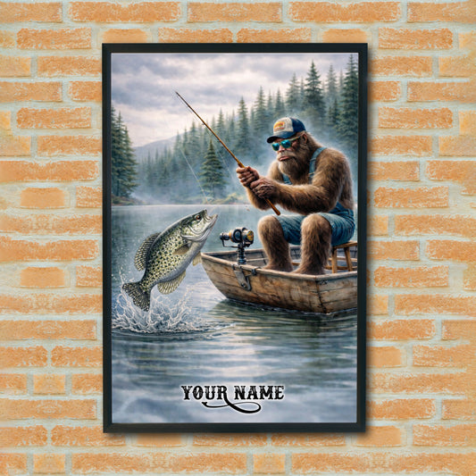 Maxcorners Crappie Fishing Bigfoot Classic Lake Moment Style Personalized Name 3D Poster