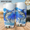 Maxcorners Fishing Tumbler Blue Watercolor Brush Design Personalized Name Tumbler (13 Species)