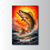 Maxcorners Largemouth Bass Fishing Fire Wave Sunset Style Personalized Name 3D Poster