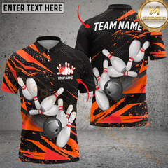 Maxcorners Bowling Flash Personalized Name Men And Women 3D Polo Shirt Custom Bowling Team Jersey (4 Colors)