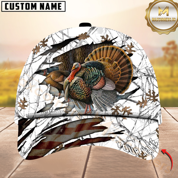 Maxcorners Hunting Turkey Camouflage Multicolor Personalized Name 3D Cap