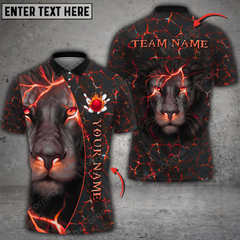 Maxcorners Lion Magma Pattern Bowling Jersey Multicolor Option Customized Name, Team Name 3D Polo Shirt