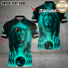 Maxcorners Bowling Flame Lion Multicolor Customized Name, Team Name 3D Shirts