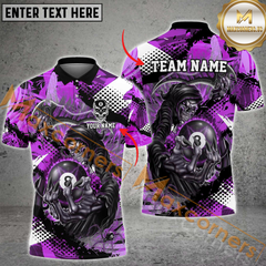 Maxcorners Billiard 8 Ball Skull Reaper Multicolor Options Personalized Name, Team Name 3D Polo Shirt