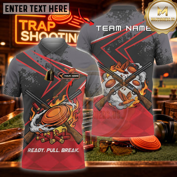 Maxcorners Trap Shooting Shooter & Crossed Shotguns Graphic Customized Name, Team Name 3D Shirts