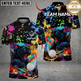 Maxcorners Color Splash Panther Golf Polo Shirt Custom Name & Team Name 3D Shirts