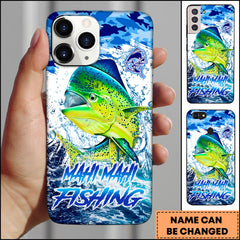Maxcorners Mahi Mahi Fishing Blue Ocean Splash Art Personalized Name 3D Phone Case