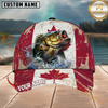 Maxcorners Fishing Canada Flag Personalized Name 3D Cap