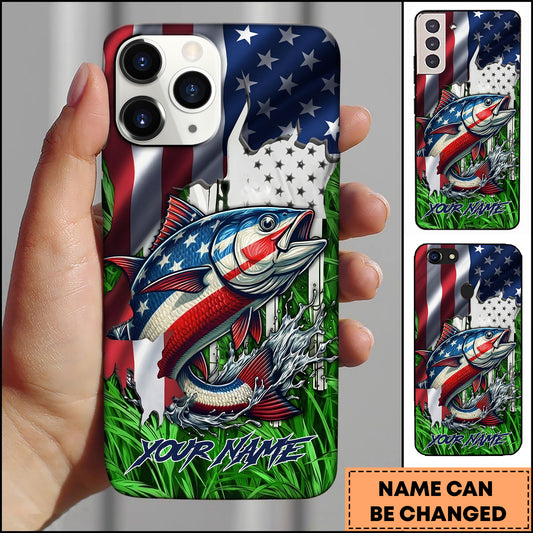 Maxcorners Tuna Fishing Phone Case Jump Grass Water Scene Personalized Name Phone Case