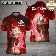 Maxcorners Lightning Tiger Golf Polo Shirt, Customized Name & Team Name 3D Shirts (4 Colors)
