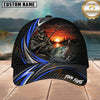 Maxcorners Fishing Skull Angler Blue Wave Personalized 3D Cap