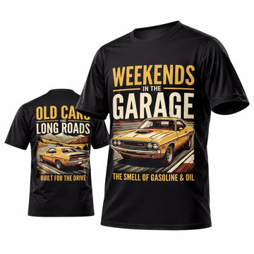 Maxcorners Personalized Car Classic Muscle Car 3D T-Shirt – Black Weekends Garage Classic Muscle Car