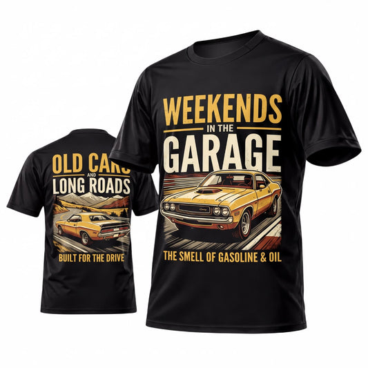 Maxcorners Personalized Car Classic Muscle Car 3D T-Shirt – Black Weekends Garage Classic Muscle Car