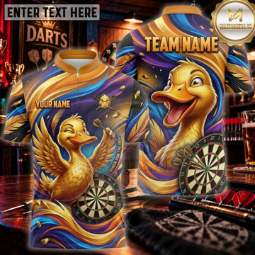Maxcorners Darts Royal Blue Golden Duck Duo Personalized Name 3D Unisex Shirt