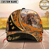 Maxcorners Dog Hunting And Duck Orange Camo Curved Stripe Marsh Hunting Scene Multiple Options Personalized Name 3D Cap