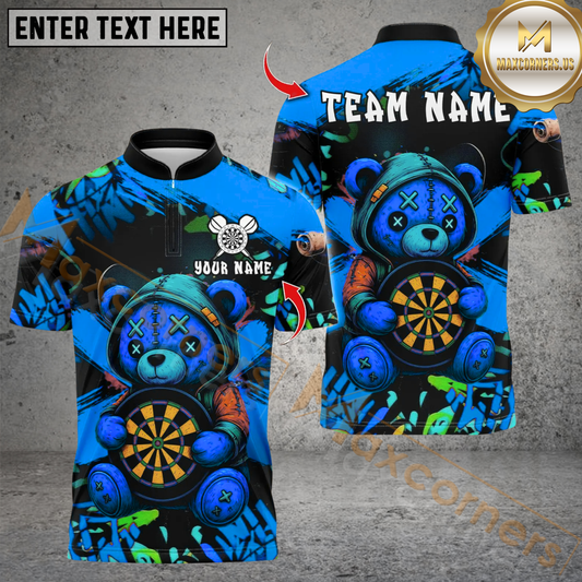 Maxcorners Darts Colorful Patchwork Bear Design Multioptions Customized Name, Team Name 3D Shirt (4 Colors)