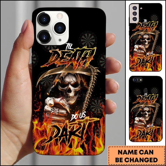 Maxcorners Till Death Do Us Dart Skull Fire Personalized Name 3D Phone Case