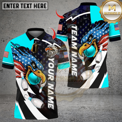 Maxcorners Bowling Eagle US Flag Multicolor Customized Name, Team Name 3D Shirts