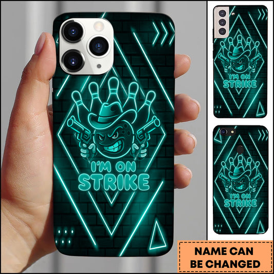 Maxcorners Bowling Neon Cowboy Strike Ball Multicolor Personalized Name 3D Phone Case
