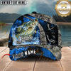 Maxcorners Fishing Water Splash Camo Multi Options Personalized Name 3D Cap (12 Fish Species)