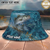 Maxcorners Fishing Aqua Water Scale Personalized Name 3D Bucket Hat (12 Fish Species)