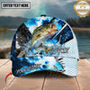Maxcorners Fishing Blue Scale Water Splash Personalized Name 3D Cap (12 Fish Species)