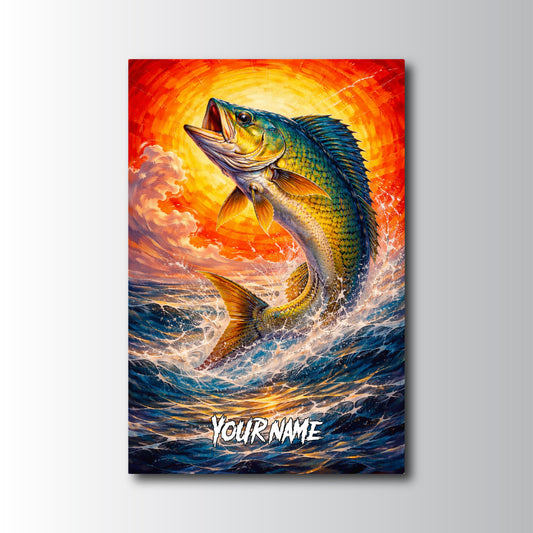 Maxcorners Mahi Mahi Fishing Ocean Wave Sky Style Personalized Name 3D Poster