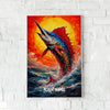 Maxcorners Blue Marlin Fishing Firestorm Sea Power Style Personalized Name 3D Poster