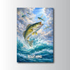 Maxcorners Largemouth Bass Fishing Flying Baitfish Sky Style Personalized Name 3D Poster