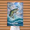 Maxcorners Spotted Bass Fishing Ocean Wave Sky Style Personalized Name 3D Poster
