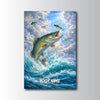 Maxcorners Spotted Bass Fishing Ocean Wave Sky Style Personalized Name 3D Poster