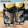 Maxcorners Fishing Tumbler Black Gold Trophy Stripe Design Personalized Name Tumbler (13 Species)